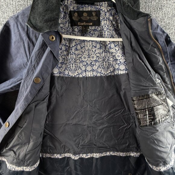 Barbour Waxed Jacket Women Full Zip Ladies Wax Cotton Templates Size 6 US Canvas - Picture 12 of 16